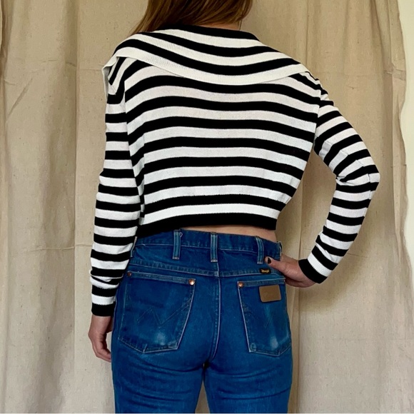 No One Else striped crop knit top - Picture 2 of 5